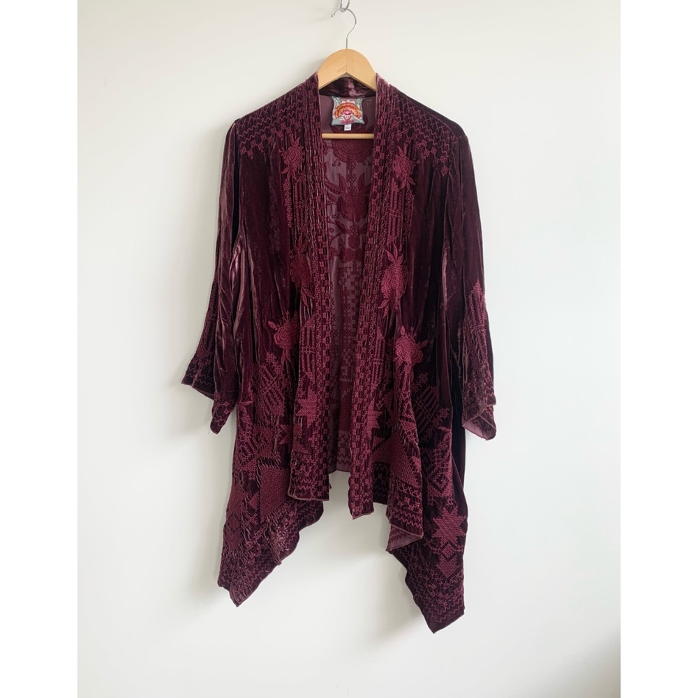 Johnny Was Red Velvet Kimono